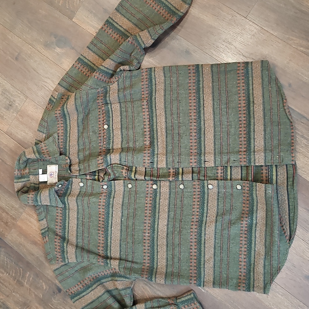 Territory Ahead Vintage Men's LS Button-Down w/ Horizontal Stripes - Large
